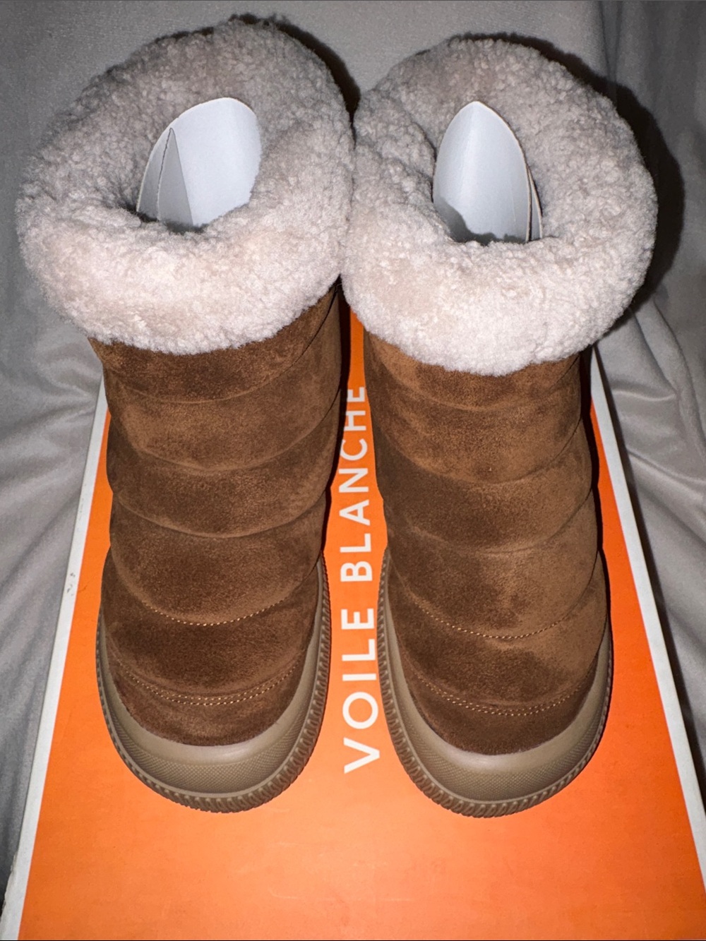 NWT VOILE BLANCHE Pan Genuine Shearling Lined Bootie in Brown - Picture 9 of 16